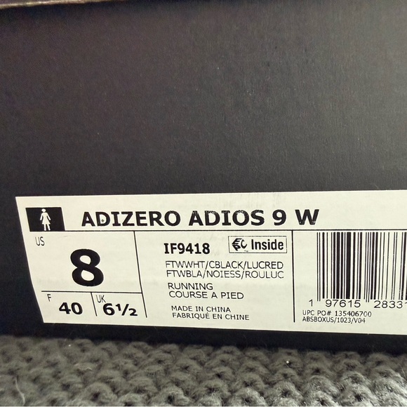 Adidas Adizero 9 US8 White and Black Running Shoes - Picture 7 of 8